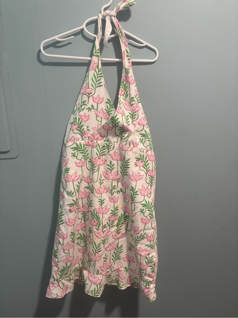 Girls' Pink Floral Halter Dress